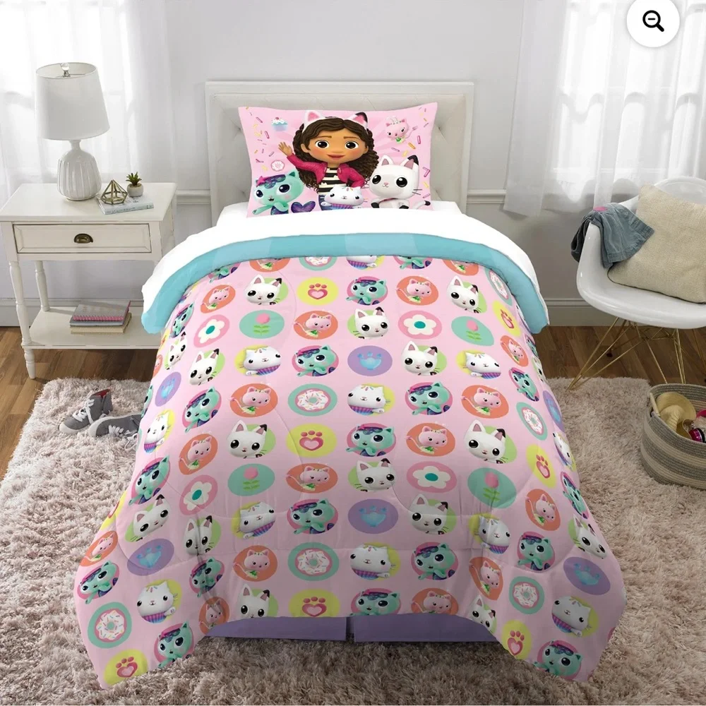 Gabby'S Dollhouse Kids 2-Piece Twin/Full Comforter Set, Reversible, Microfiber